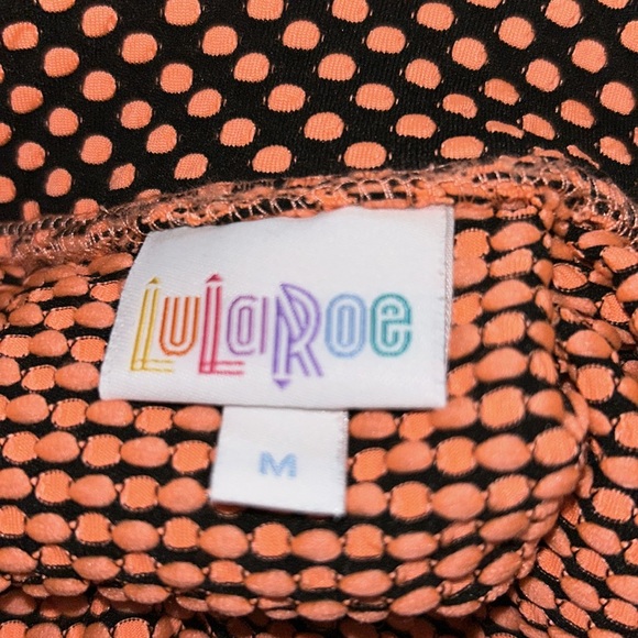 Lularoe Madison Polka Dot Skirt, Black & Neon,Size M - Picture 3 of 5